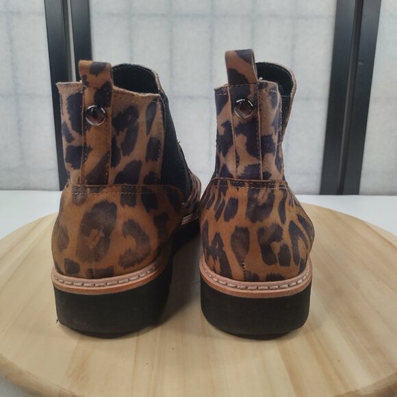 Donald J Pliner Carsyn Leopard Lug Sole Chelsea Tan & Black Boots Women US 9M - Picture 7 of 14